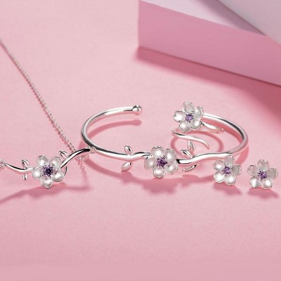 Bộ trang sức bạc hoa tím