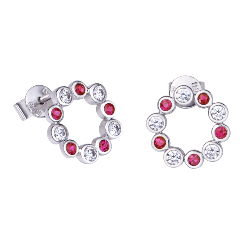 Bông tai vàng trắng 14K đính đá Ruby